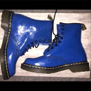 Dr. MARTENS Royal Blue Patent Leather Boots